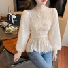 The 2022 autumn new lace shirt, chiffon shirt, design sense, niche and versatile top, elegant base layer for women's wear details Picture